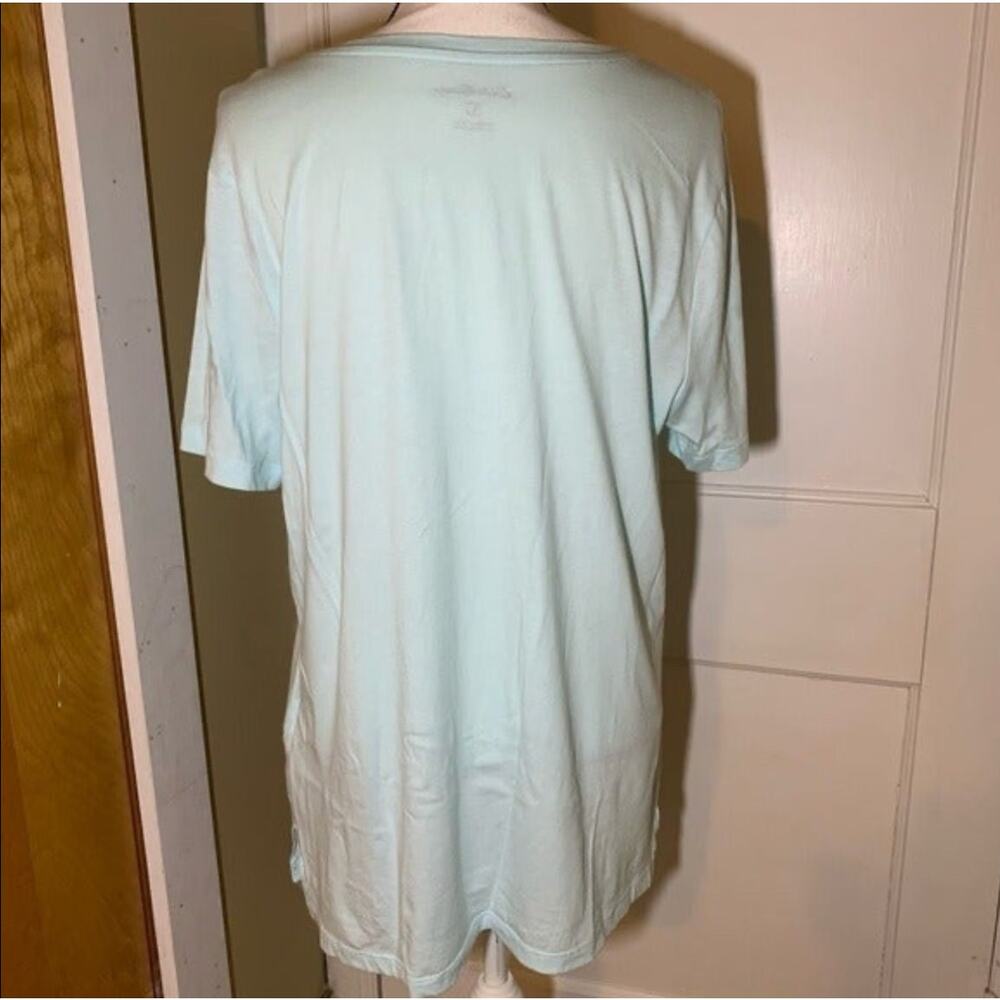 Eddie Bauer Light Blue V-Neck Short Sleeve Tee Soft Casual Basic Top Size Large - Picture 2 of 7